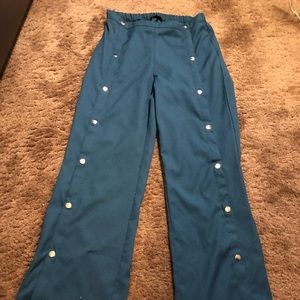 green/blue button down pants